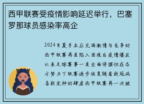西甲联赛受疫情影响延迟举行，巴塞罗那球员感染率高企