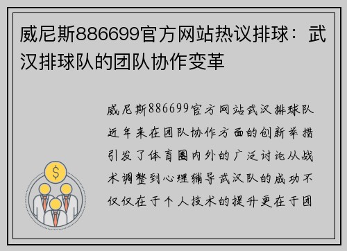 威尼斯886699官方网站热议排球：武汉排球队的团队协作变革